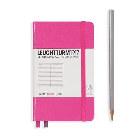 Notebook Pocket A Hardcover Numbered Pages Ruled Pink