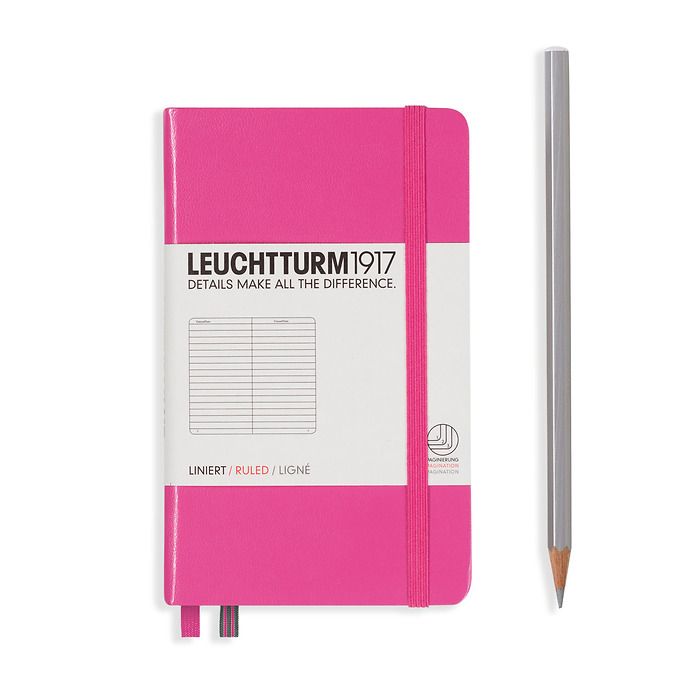 Notebook Pocket (A6) Hardcover, 185 numbered pages, ruled, pink