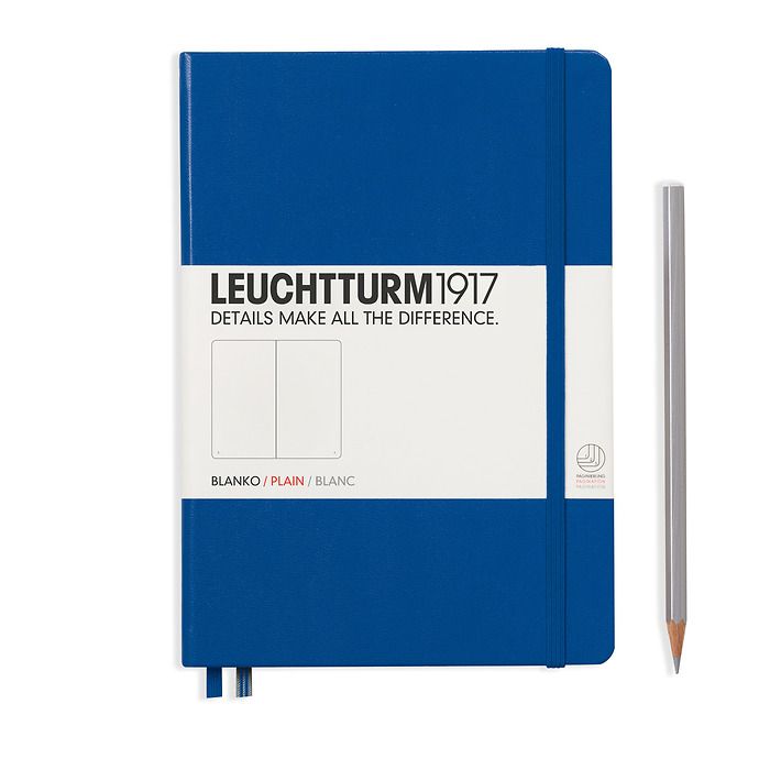 Notebook Medium (A5) Hardcover, 249 numbered pages, plain, royal blue