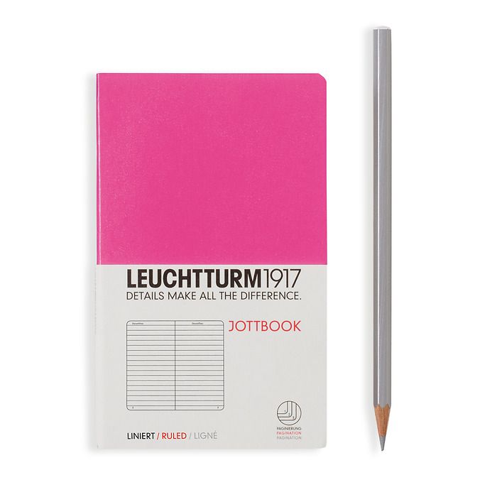 Jottbook Pocket (A6), 60 pages,16 pages perforated, ruled, new pink