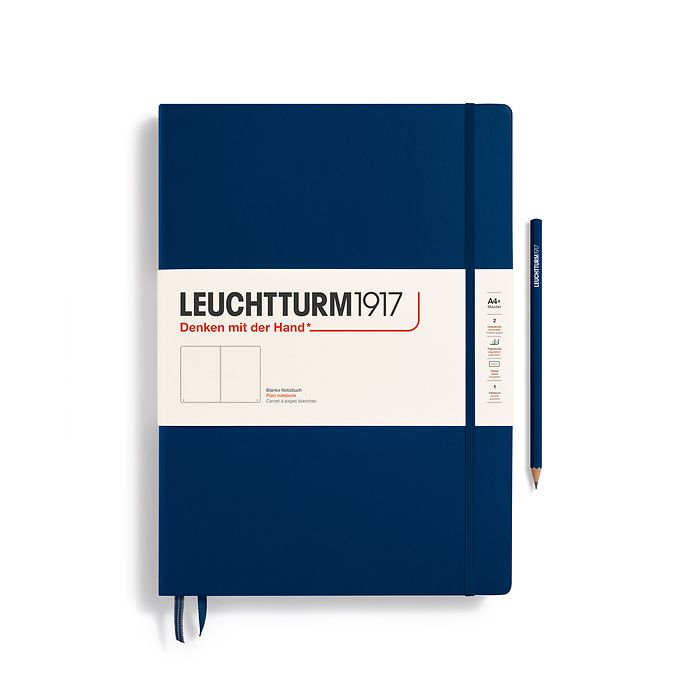 Notebook Master (A4+) Hardcover, 233 numbered pages, plain, navy