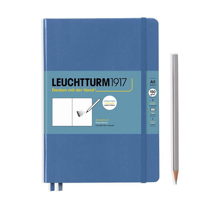 Sketchbook Medium (A5), Hardcover, 112 pages (150 g/sqm), plain, Denim