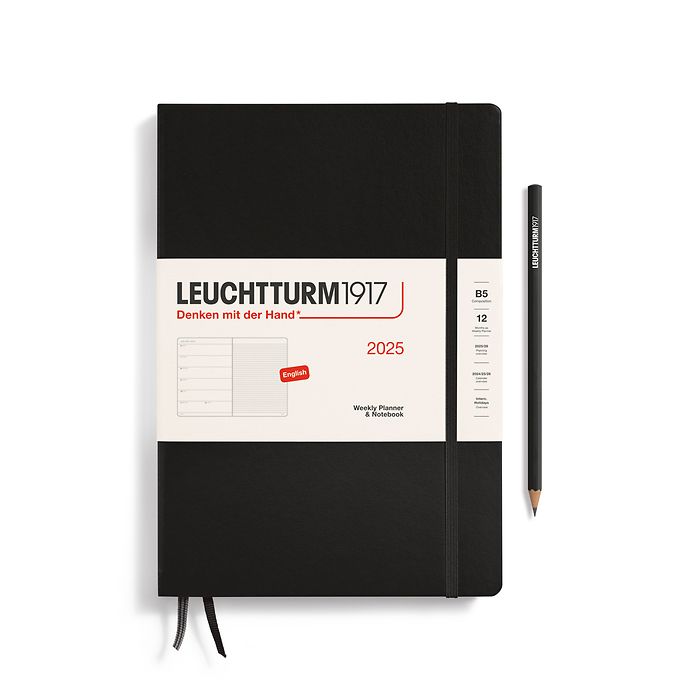 Weekly Planner & Notebook Composition (B5) 2025, Black