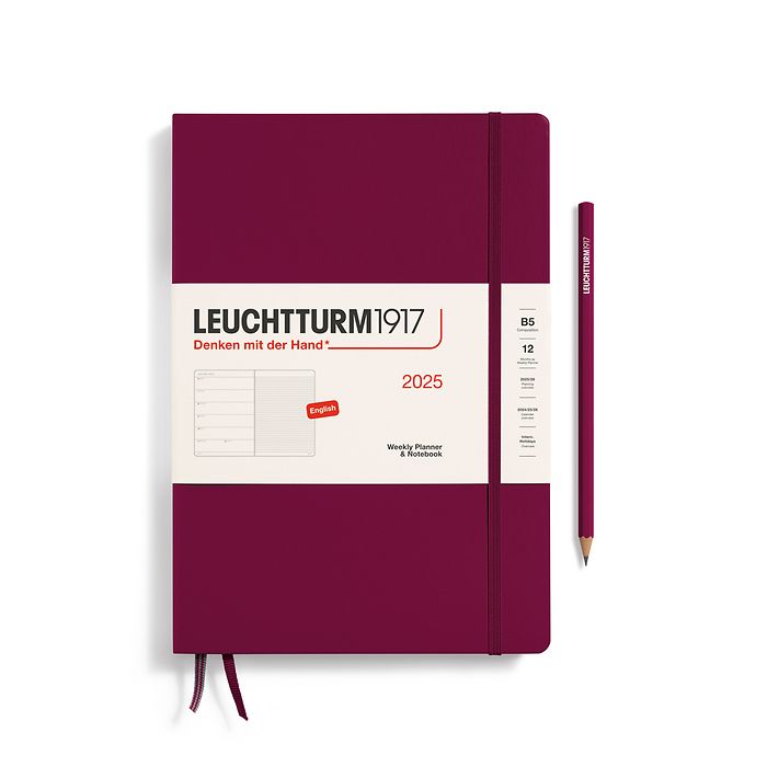 Weekly Planner & Notebook Composition (B5) 2025, Port Red