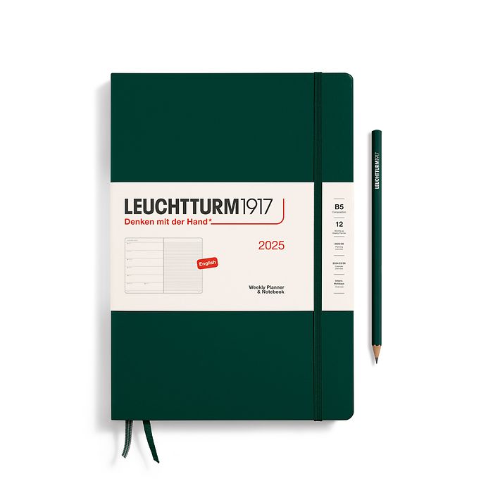 Weekly Planner & Notebook Composition (B5) 2025, Forest Green