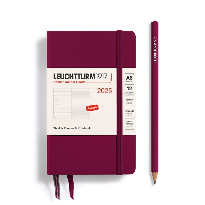 Weekly Planner & Notebook Pocket (A6) 2025, Port Red