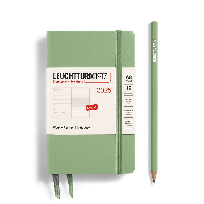 Weekly Planner & Notebook Pocket (A6) 2025, Sage