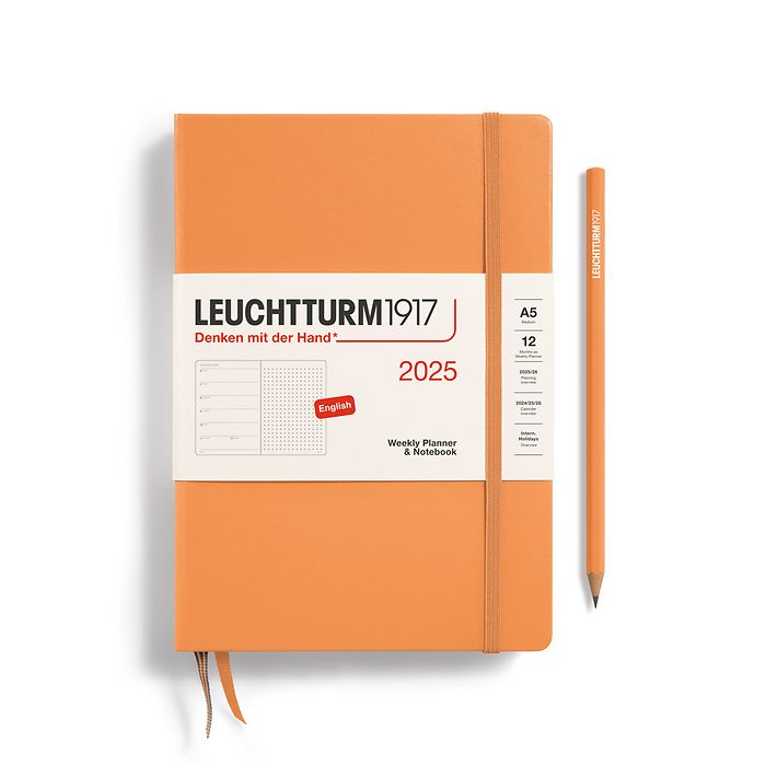 Weekly Planner & Notebook Dotted Medium (A5) 2025, Apricot