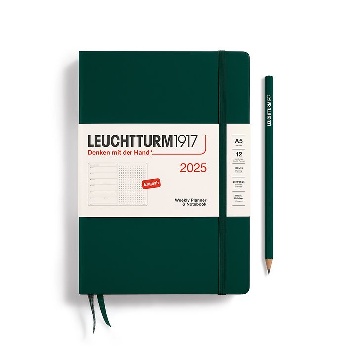 Weekly Planner & Notebook Dotted Medium (A5) 2025, Forest Green