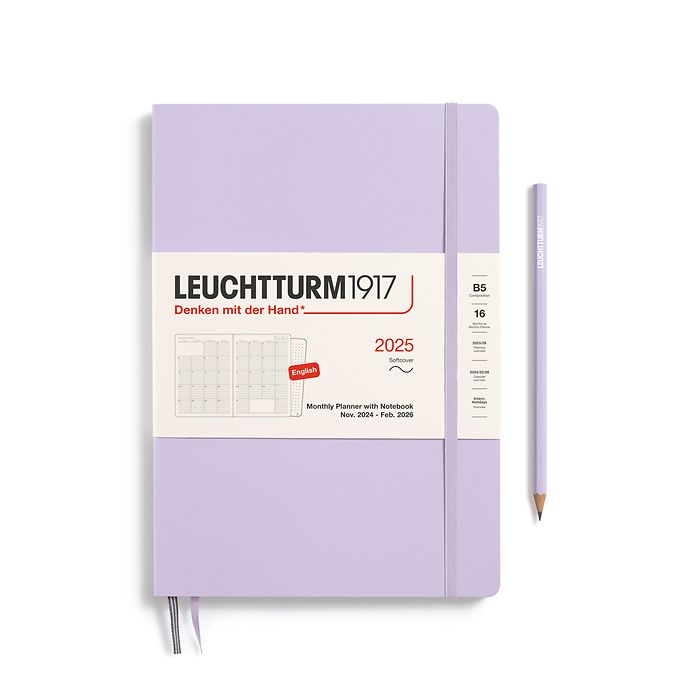 Monthly Planner & Notebook Composition (B5) 2025, 16 Months, Softcover, Lilac