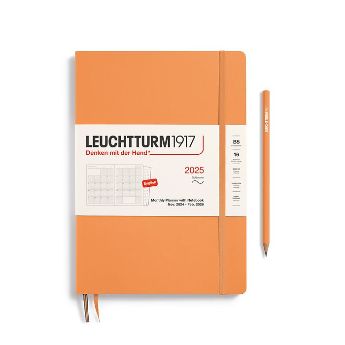 Monthly Planner & Notebook Composition (B5) 2025, 16 Months, Softcover, Apricot