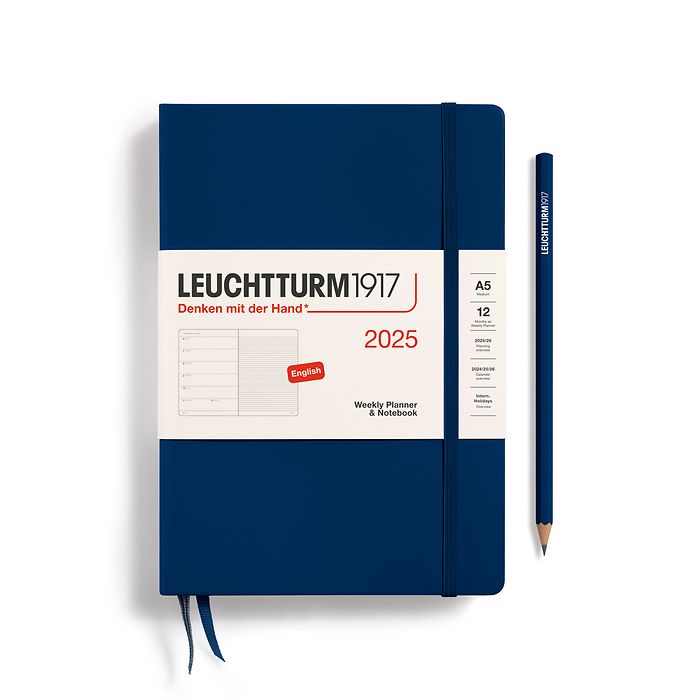 Weekly Planner & Notebook Medium (A5) 2025, Navy, English