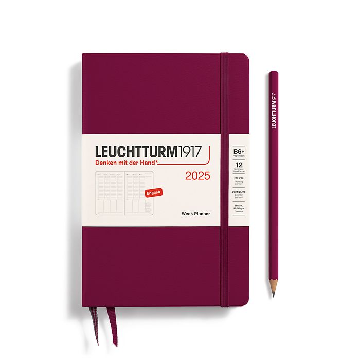 Week Planner Paperback (B6+) 2025, Port Red, English