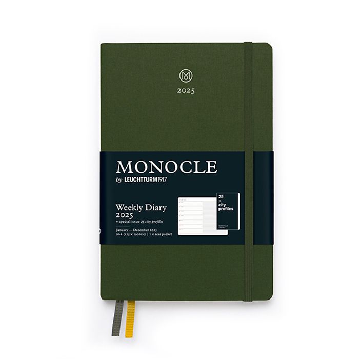 Weekly Planner & Notebook Monocle, Paperback (B6+) 2025, with booklet, Olive,  English