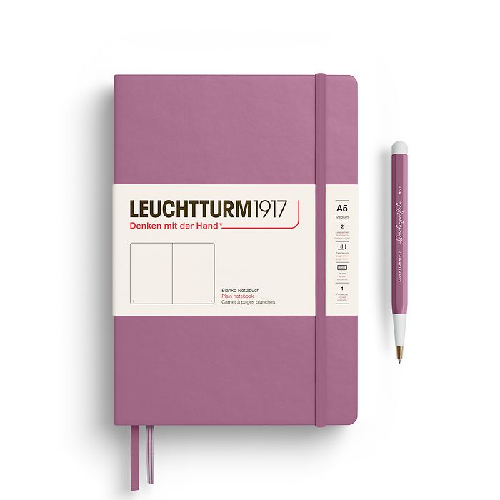 Notebook Medium (A5), Hardcover, 251 numbered pages, Dusty Rose, plain