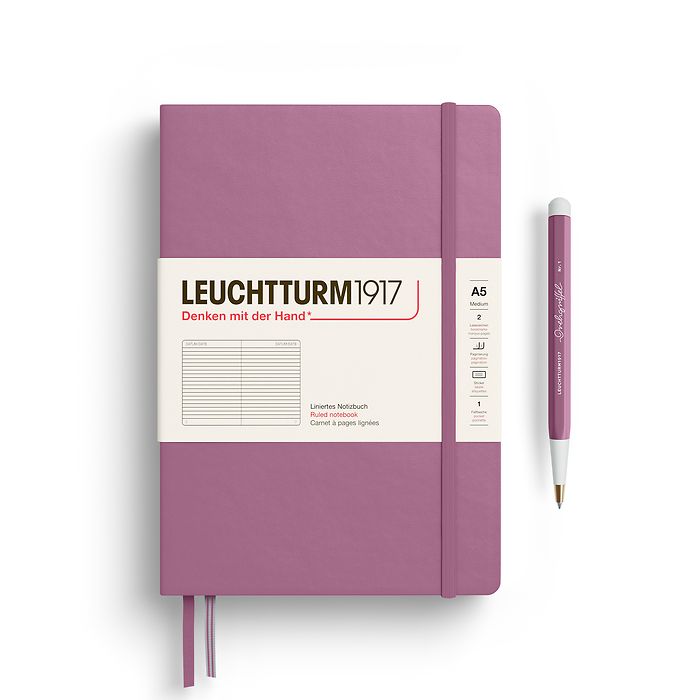 Notebook Medium (A5), Hardcover, 251 numbered pages, Dusty Rose, ruled