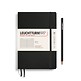 Notebook Medium (A5) Softcover, 121 numbered pages, ruled, black